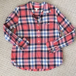 J Crew Plaid Popover Tunic Shirt